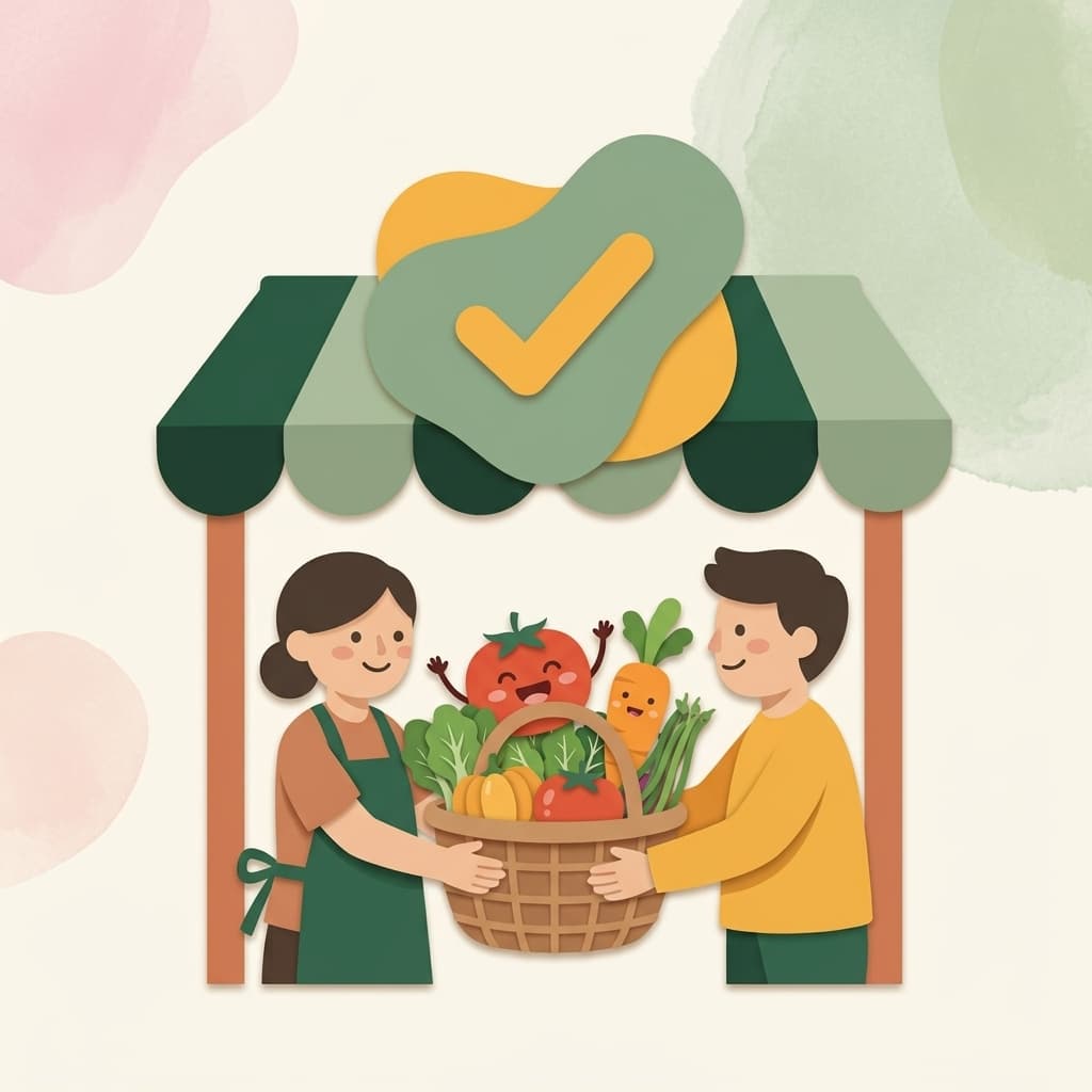 Buyer and seller meeting for produce pickup